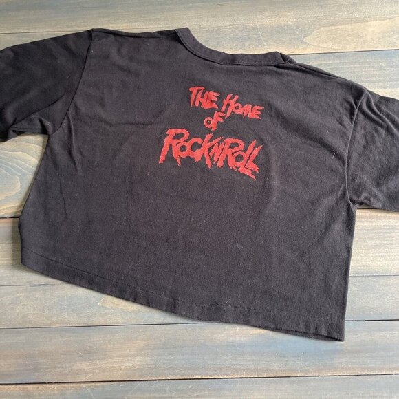 VINTAGE 80s 95ynf Tampa Bay Rock Radio Station Promo Crop Top Shirt Size L (U5) - Picture 7 of 7